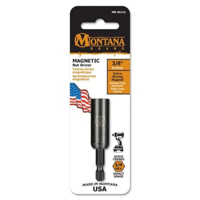 Montana Brand Tools 3/8 in. x 2-9/16 in. Extended Magnetic Nut Driver, 1/4 in. Hex Shank