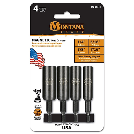 Montana Brand Tools 4 pc. Standard Extended Magnetic Nut Driver Set, 1/4 in. Hex Shank