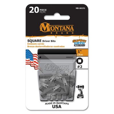 Montana Brand Tools 20 pc. 1 in. Driver Bit Set, Square #2 Driver Bits, Vest Box