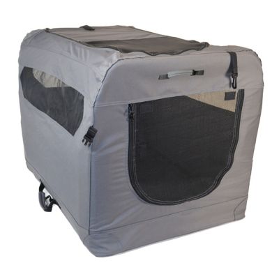Heininger PortablePet Soft Crate Portable Dog House, Grey, Large Portable fabric dog crate love it