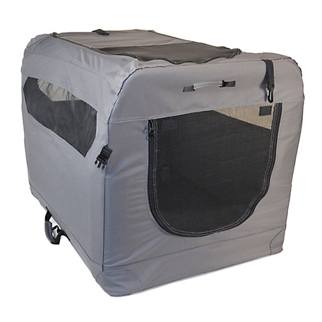 Heininger PortablePet Soft Crate Portable Dog House, Grey, Large