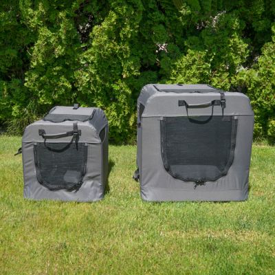 Image showing 5 th Heininger PortablePet Large Soft Polyester Crate Portable Dog House, 32 in., Gray