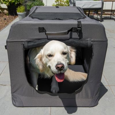 Image showing 6 th Heininger PortablePet Large Soft Polyester Crate Portable Dog House, 32 in., Gray