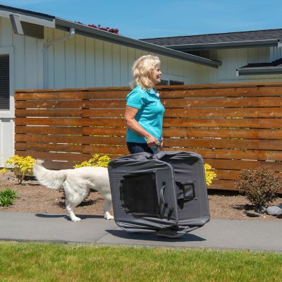 Image showing 8 th Heininger PortablePet Large Soft Polyester Crate Portable Dog House, 32 in., Gray