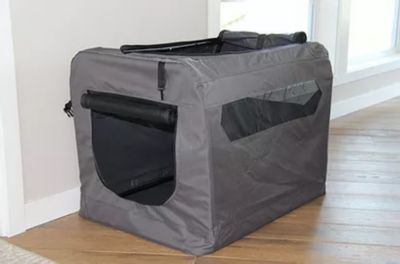 Image showing 10 th Heininger PortablePet Large Soft Polyester Crate Portable Dog House, 32 in., Gray