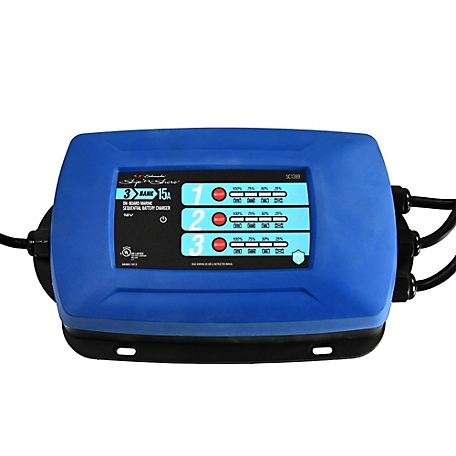 Schumacher Electric Ship n Shore SC1389 15 Amp 12 Volt Three-Bank On-Board Marine Sequential Battery Charger