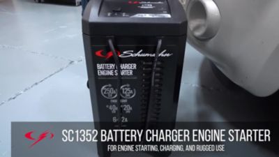 Schumacher SC1352 6/12V Wheeled Fully Automatic Battery Charger and 125/250A Engine Starter 