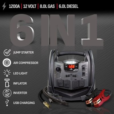 Image showing  1,200A Peak 6-in-1 Portable Power Station and Jump Starter, 150 PSI Air Compressor and Power Inverter
