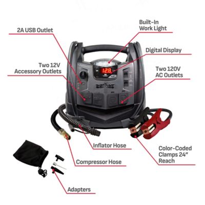 Image showing 5 th Schumacher 1,200A Peak 6-in-1 Portable Power Station and Jump Starter, 150 PSI Air Compressor and Power Inverter