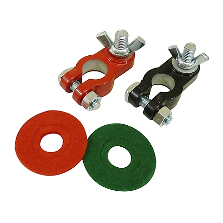Schumacher Coated Top Post Marine Terminal Ends with Terminal Washers, 3/8 in. - 5/16 in., Pair