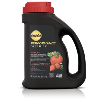Miracle-Gro 2.5 lb. Performance Organics Edibles Plant Nutrition Granules I used Miracle-Gro Organic Performance Edibles Plant Nutrition on my strawberries and I got the biggest juicy strawberries I have ever grown