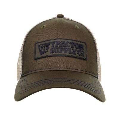 Image showing  Unisex Adult Rubber Logo Patch Mesh Back Trucker Hat, Olive