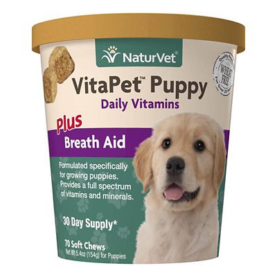 NaturVet VitaPet Puppy Daily Vitamins Plus Breath Aid Soft Chews for Dogs, 70 ct.