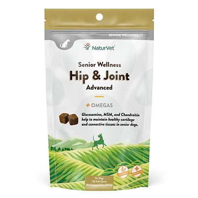 NaturVet Senior Hip and Joint Plus Omegas Advanced Formula Soft Chews for Dogs, 120 ct.
