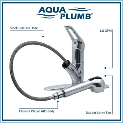 Laundry Sink Faucet with Pull-Out Sprayer by Aqua PlumbChrome 