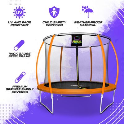 Image showing  Pumpkin-Shaped Outdoor Trampoline Set with Premium Top-Ring Frame Safety Enclosure, 10 ft., Orange