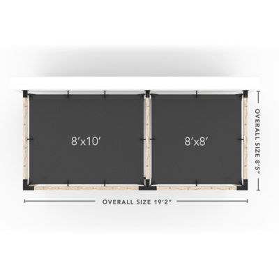 Image showing  8 ft. x 18 ft. Double Wall-Mount Pergola Kit for 4x4 Wood Posts