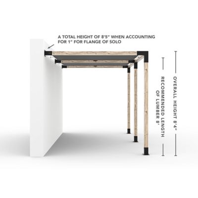 Image showing  8 ft. x 20 ft. Double Wall-Mount Pergola Kit for 4x4 Wood Posts