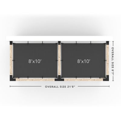 Image showing  8 ft. x 20 ft. Double Wall-Mount Pergola Kit for 6x6 Wood Posts
