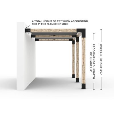 Image showing  8 ft. x 20 ft. Double Wall-Mount Pergola Kit for 6x6 Wood Posts