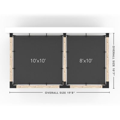 Image showing 1 th Toja Grid 10 ft. x 18 ft. Double Wall-Mount Pergola Kit for 6x6 Wood Posts