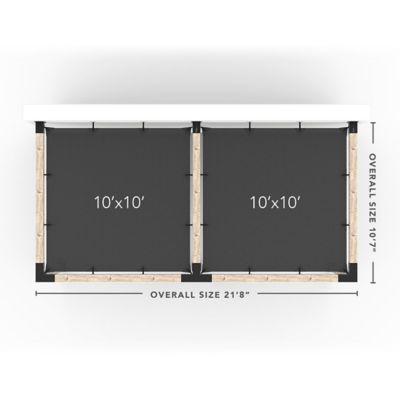 Image showing  10 ft. x 20 ft. Double Wall-Mount Pergola Kit for 6x6 Wood Posts