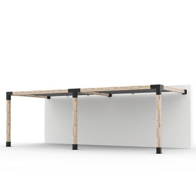 Toja Grid 10 ft. x 24 ft. Double Wall-Mount Pergola Kit for 6x6 Wood Posts