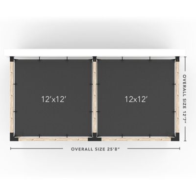 Image showing  12 ft. x 24 ft. Double Wall-Mount Pergola Kit for 6x6 Wood Posts