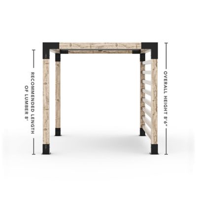 Image showing  8 ft. x 8 ft. Pergola Kit with 4x4 Knect Post Wall for 6x6 Wood Posts