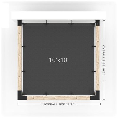 Image showing  10 ft. x 10 ft. Wall-Mount Pergola Kit with Shade Sail for 6x6 Wood Post