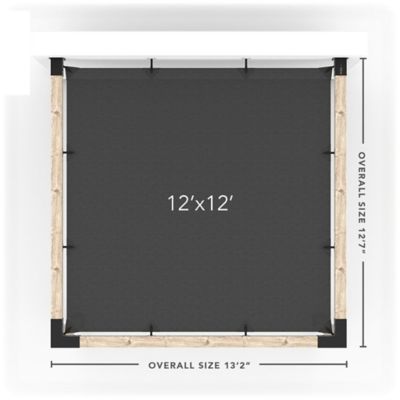 Image showing  12 ft. x 12 ft. Wall-Mount Pergola Kit with Shade Sail for 6x6 Wood Posts