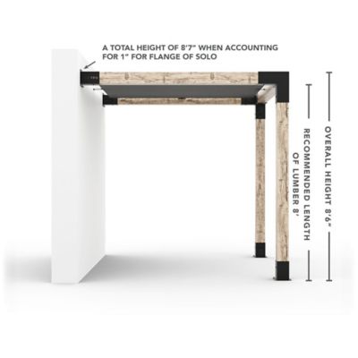 Image showing  12 ft. x 12 ft. Wall-Mount Pergola Kit with Shade Sail for 6x6 Wood Posts