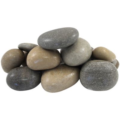 Image showing  1-3 in. Beach Pebbles, Light Grey/Tan, 30 lb.