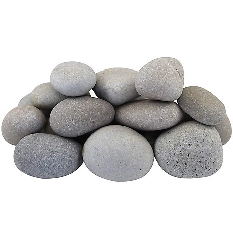 Rain Forest Beach Pebbles, 900 lb., Light Grey/Tan, 1-3 in.