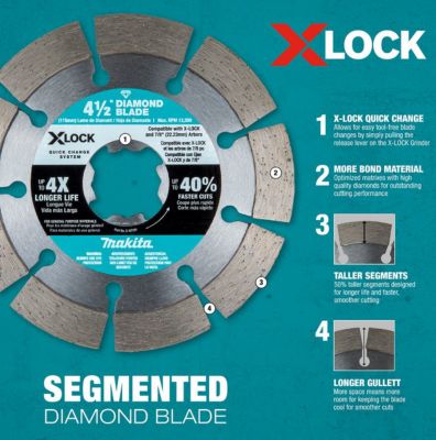 Image showing 6 th Makita 4.5 in. x 7/8 in. X-LOCK Segmented Diamond Blade