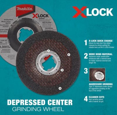 Image showing  4.5 in. x 1/4 in. x 7/8 in. 36 Grit X-LOCK General Purpose Grinding Wheels