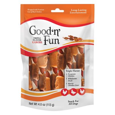 Good 'N Fun Beef, Chicken and Duck Flavor Kabobs Dog Chew Treats, 4 oz.