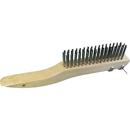 Wire Brush 5 Row Brass Brush Wood with Threaded Brass Wires # 