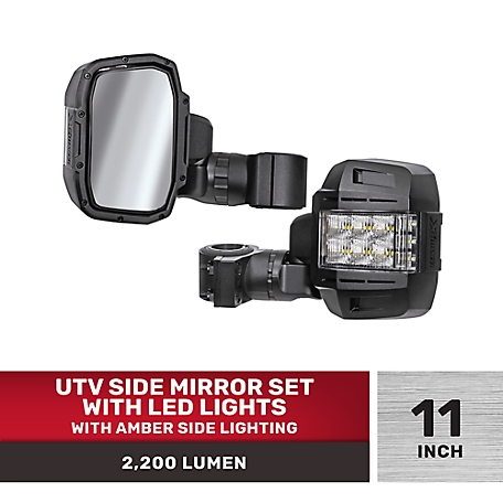 TravellerX UTV Side Mirrors with LED Lights, 2-Pack