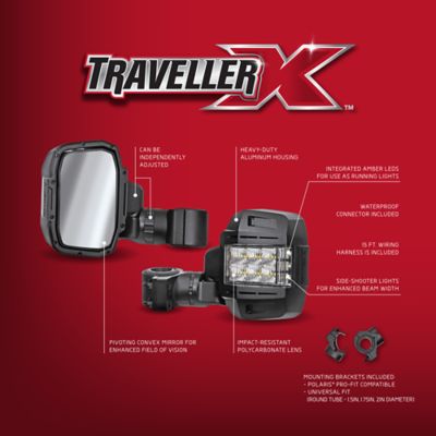Image showing 5 th TravellerX 2,200-Lumen UTV Side Mirrors with LED Lights, 2-Pack