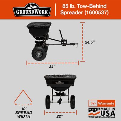 Image showing 10 th GroundWork 85 lb. Capacity 14,000 sq. ft. Tow-Behind Broadcast Spreader