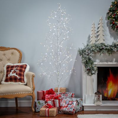 Image showing  6 ft. Pre-Lit White Electric Birch Tree, 588 Warm and Cool White LED Lights