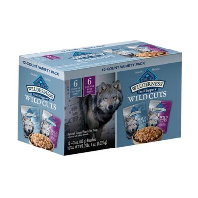 Blue Buffalo Wilderness Trail Toppers Wild Cuts Adult Chicken and Beef Chunks Wet Dog Food Variety Pack, 3 oz. Pouch, Pack of 12
