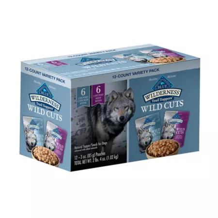 Blue Buffalo Wilderness Trail Toppers Wild Cuts Adult Chicken and Beef Chunks Wet Dog Food pk 3 oz 12 Pack Wet Dog Food