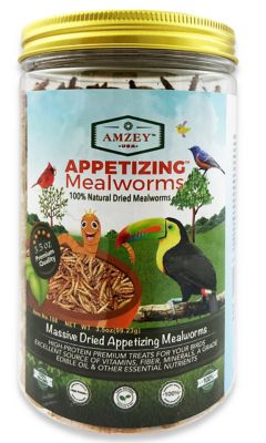 Amzey Dried Mealworm Bird Treats, 3.5 oz.