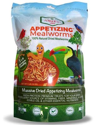 Amzey Dried Mealworm Bird Treat, 1 lb.