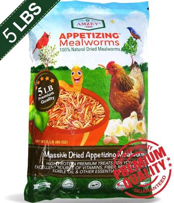 Amzey Dried Mealworms Poultry Feed, 5 lb.