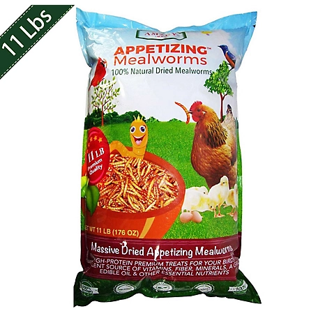 Amzey Dried Mealworms Poultry Feed, 11 lb.