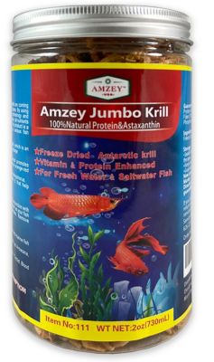 Amzey Freeze-Dried Jumbo Antarctic Krill Fish Food, 2 oz. at