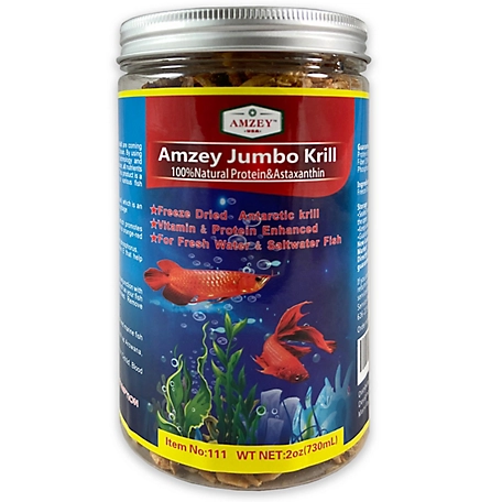 Amzey Freeze-Dried Jumbo Antarctic Krill Fish Food, 2 oz. at